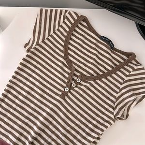 Striped brown and white Brandy Melville tee